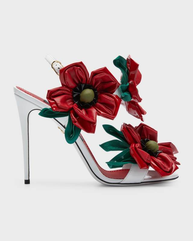 Vernice Flower Slingback Sandals